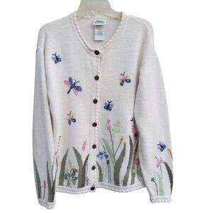 Northern Reflections vintage embroidered floral sweater sz L